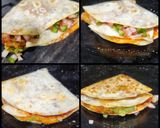A picture of step 4 of Aloo Matar Tikki Paneer Schezwan Tortilla Quesadilla.