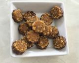 A picture of step 3 of Gur dhana chocolate bitesWhen its engagement or wedding jaggery and coriander seeds are offered.