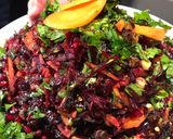 A picture of step 5 of Pink Volcano salad 🌋.