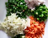 A picture of step 1 of Triple Schezwan fried rice.
