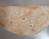 A picture of step 5 of Indian flatbread (chapati) using soy milk.