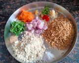 A picture of step 1 of Soya chura and sattu protein rich tikki for breakfast.