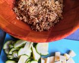 Une image de l'étape 1 de Salade quinoa/boulghour, courgette, fromage et myrtilles.