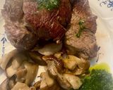 Une image de l'étape 4 de Côte, cèpes à la sauce pesto.