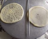 A picture of step 8 of Kharpudi Puri or Pudi stuffed with sweet fragrant besan.
