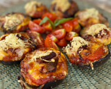 Foto del paso 4 de la receta: Berenpizza: mini pizza de berenjena con cheddar y pavo en airfryer