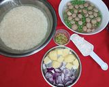 A picture of step 1 of Vegetable Soya and Coconut pulav in the Pressure Cooker.