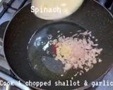 A picture of step 9 of Lamb Cutlets with Corn Puree, Celeriac Fondant, Spinach and Mushroom Sauce.