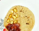 A picture of step 1 of Desi tortilla wrap.
