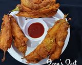 A picture of step 4 of Mirch Pakoras with dry Coconut and Tamarind.