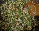 A picture of step 3 of Bhendichi Bhaji (Maharashtrian Style Bhindi/ Okra).