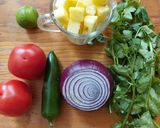 A picture of step 1 of Pineapple Pico de Gallo.