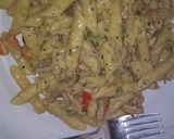 A picture of step 10 of Penne chicken ala king.