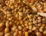 A picture of step 7 of Turkish Kuru Fasulye (beans in tomato sauce).