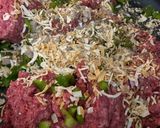 A picture of step 1 of Philly cheesesteak pasta.