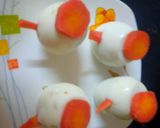A picture of step 3 of Boiled egg cut snowman.