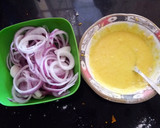A picture of step 1 of Tumeric onion rings.