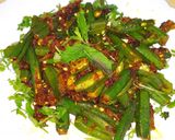 A picture of step 3 of Bhindi /okara masala desi style.