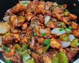 A picture of step 7 of Mushroom chilli.
