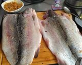 A picture of step 1 of Barrel-Smoked Trout with Baked Potato and Salad.
