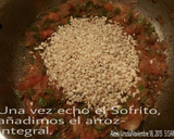 Foto del paso 4 de la receta: Arroz integral caldoso con lentejas rojas y verduras de temporada