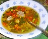 Cukorborsó zöldségleves bárányhúsgombóccal, édesköménnyel és pecorino sajttal recept fázis 17 fotója