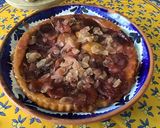 Une image de l'étape 7 de Tarte renversée aux pêches de vigne et amandes.
