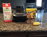 A picture of step 1 of Nesquik milkshake.