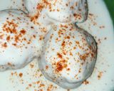A picture of step 9 of Dahi Bhalla.