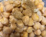A picture of step 3 of Lebanese Balila (chickpeas with garlic and olive oil) - under 30 minutes.