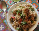 A picture of step 4 of Buckwheat veg pulao.