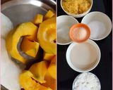 A picture of step 1 of Sweet and Sour Pumpkin Halwa Cake.