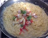 A picture of step 5 of Tagliolini with Asparagus Cream, Scallops, and Bottarga.