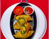 A picture of step 6 of Mirchi pakoda.