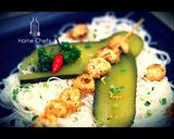 A picture of step 9 of Thai Green Coconut Curry Shrimps with Rice noodles.