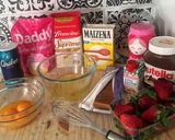 Une image de l'étape 1 de Génoise avec nutella/chantilly spéculos et fraise.