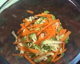 A picture of step 1 of Brocoli, green bean and garlic ‘slaw’.