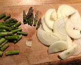 A picture of step 3 of King Prawn, asparagus, and porcini mushroom risotto.