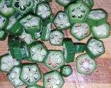 A picture of step 1 of Okra (Bhindi) Omelette.