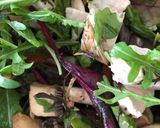A picture of step 5 of Roasted Chicken and Spring Onions, with Lime and Oil dressing, served in a Green Salad.