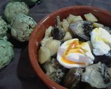 Foto del paso 8 de la receta Alcachofas con huevos escalfados (poché)