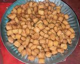 A picture of step 7 of Coconut Shakkar Pare.