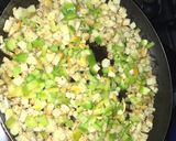 A picture of step 2 of Sincronizada with Chorizo and Potato Filling.