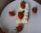 Foto langkah ke 7 dari resep Strawberry Shortcake with Basecake Ogura Cake 🍰🍓🍰🍓.
