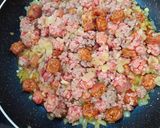 Foto del paso 4 de la receta Macarrones con chistorra roja con carne picada gratinados