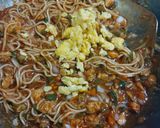 A picture of step 6 of American chopsuey with fried rice.