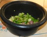 A picture of step 3 of KODO MILLET SAMBAR SATHAM WITH GREEN BELL PEPPERS, TOMATO AND SMALL ONIONS.