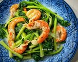 Hình bước làm 3 của món Cải Hoa Hồng Xào Tôm