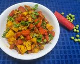 A picture of step 4 of Red Carrot, Peas and Potato Sabzi.