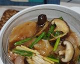 Gambar langkah 3 resipi Ayam kukus halia dan cendawan.